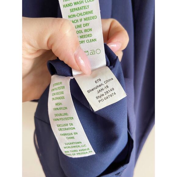 Lilly Pulitzer Benita Shift Navy Gold Embroidered Beaded Cocktail Dress Size 0 - Picture 12 of 16